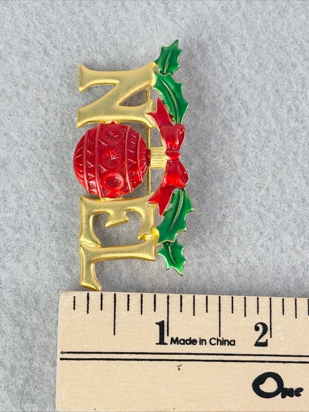 Christmas Holiday Vintage Signed JJ Brooch Pin NOEL Ornament Enamel